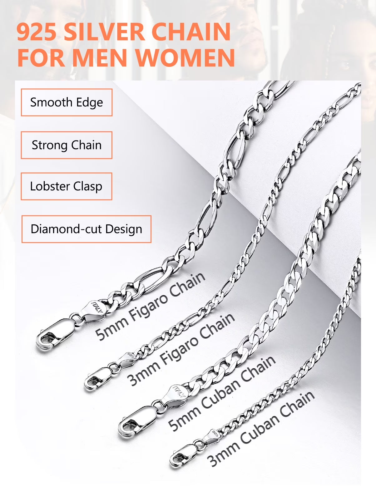 3Mm/5Mm Cuban Necklace Pure S925 Sterling Silver Chain for Women Sensitive Skin Hypoallergenic Birthday Graduation Gift for Female Mom Wife