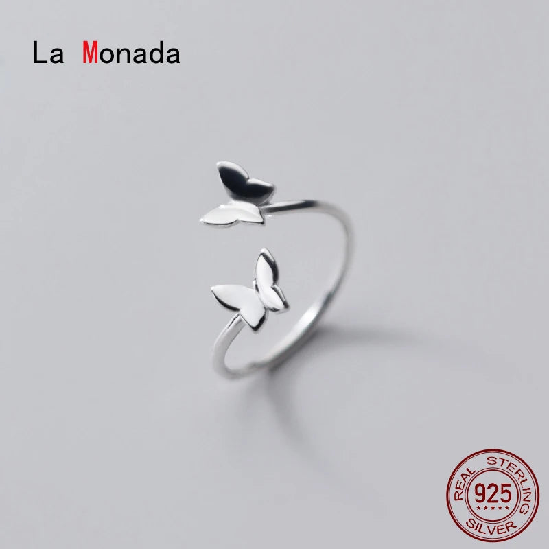 48-55Mm 925 Silver Ring Women Butterfly Minimalist Adjustable Silver Butterfly Rings for Women 925 Silver Fine Jewerly