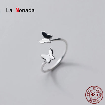 48-55Mm 925 Silver Ring Women Butterfly Minimalist Adjustable Silver Butterfly Rings for Women 925 Silver Fine Jewerly