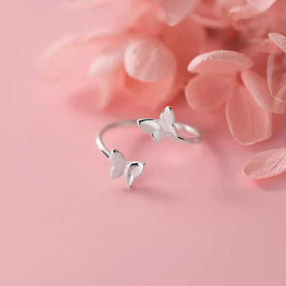 48-55Mm 925 Silver Ring Women Butterfly Minimalist Adjustable Silver Butterfly Rings for Women 925 Silver Fine Jewerly
