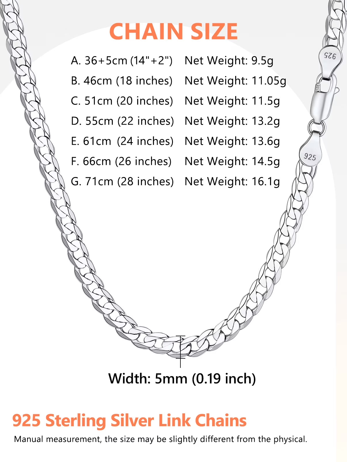3Mm/5Mm Cuban Necklace Pure S925 Sterling Silver Chain for Women Sensitive Skin Hypoallergenic Birthday Graduation Gift for Female Mom Wife