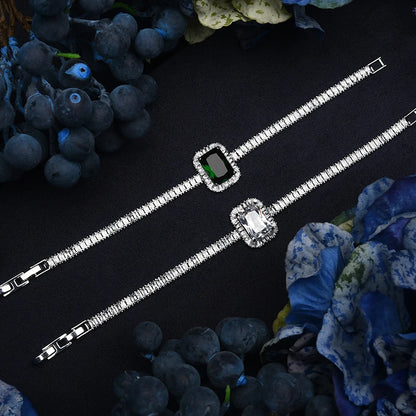 Jewelry Set  Vintage Wedding Party Jewelry Square Zircon Necklace Earring Bracelet and Ring Set BN7746 Conjunto De Joyas
