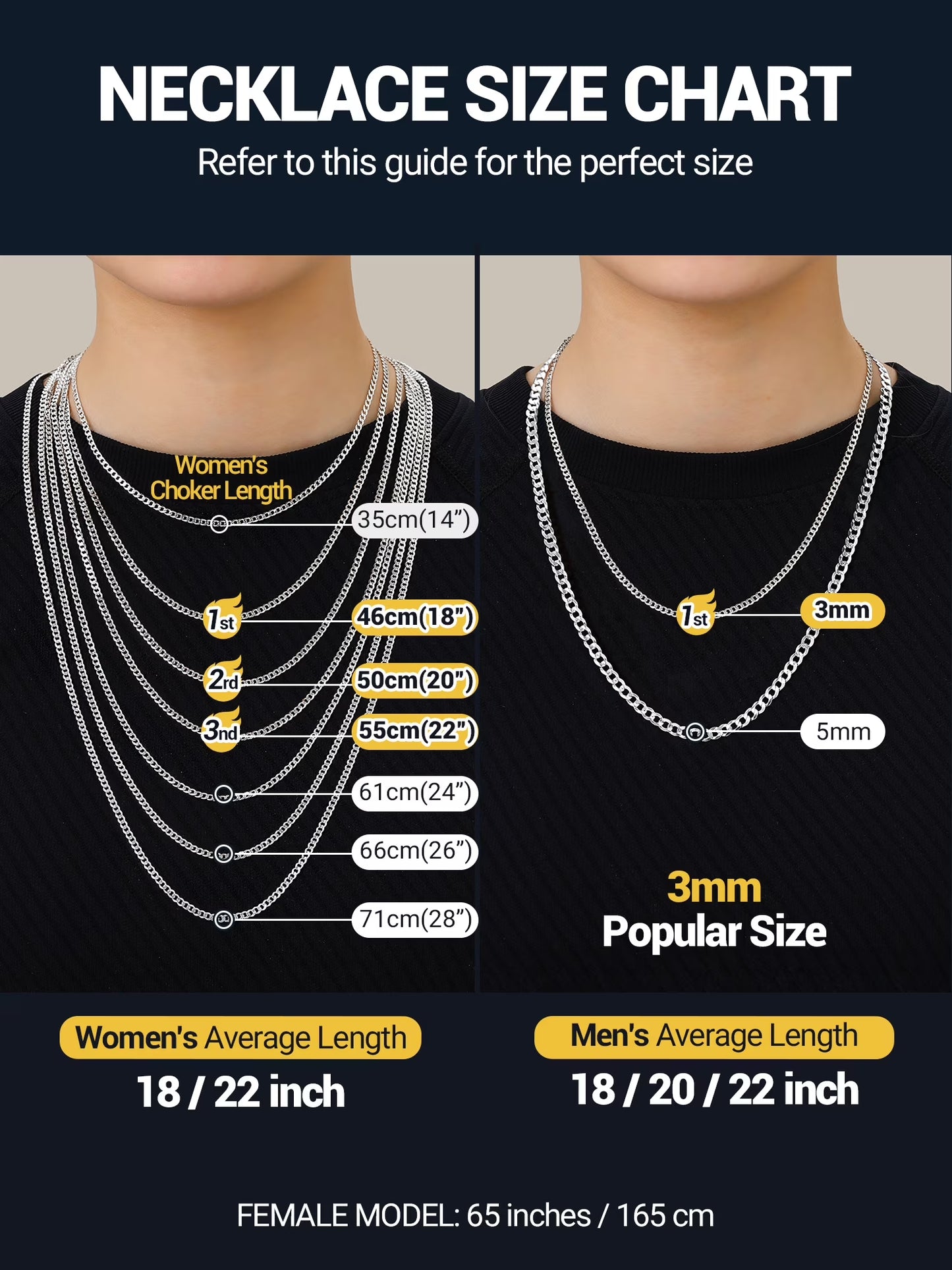 3Mm/5Mm Cuban Necklace Pure S925 Sterling Silver Chain for Women Sensitive Skin Hypoallergenic Birthday Graduation Gift for Female Mom Wife
