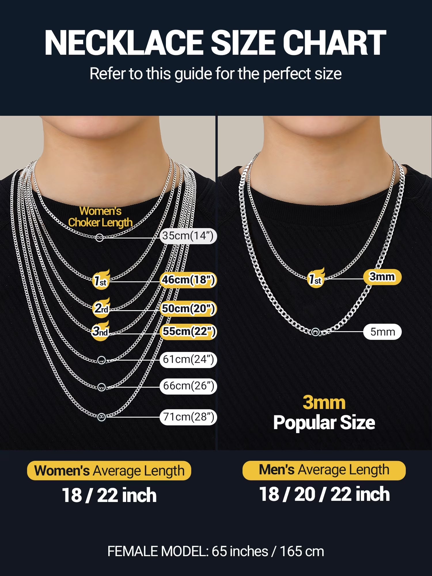 3Mm/5Mm Cuban Necklace Pure S925 Sterling Silver Chain for Women Sensitive Skin Hypoallergenic Birthday Graduation Gift for Female Mom Wife