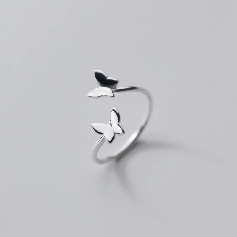 48-55Mm 925 Silver Ring Women Butterfly Minimalist Adjustable Silver Butterfly Rings for Women 925 Silver Fine Jewerly
