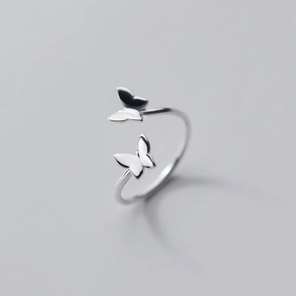 48-55Mm 925 Silver Ring Women Butterfly Minimalist Adjustable Silver Butterfly Rings for Women 925 Silver Fine Jewerly