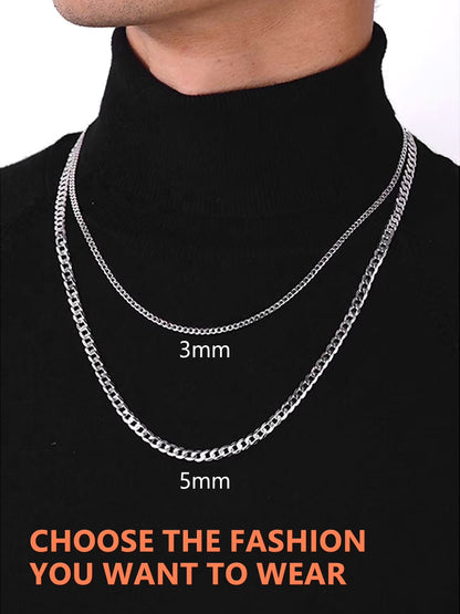 3Mm/5Mm Cuban Necklace Pure S925 Sterling Silver Chain for Women Sensitive Skin Hypoallergenic Birthday Graduation Gift for Female Mom Wife