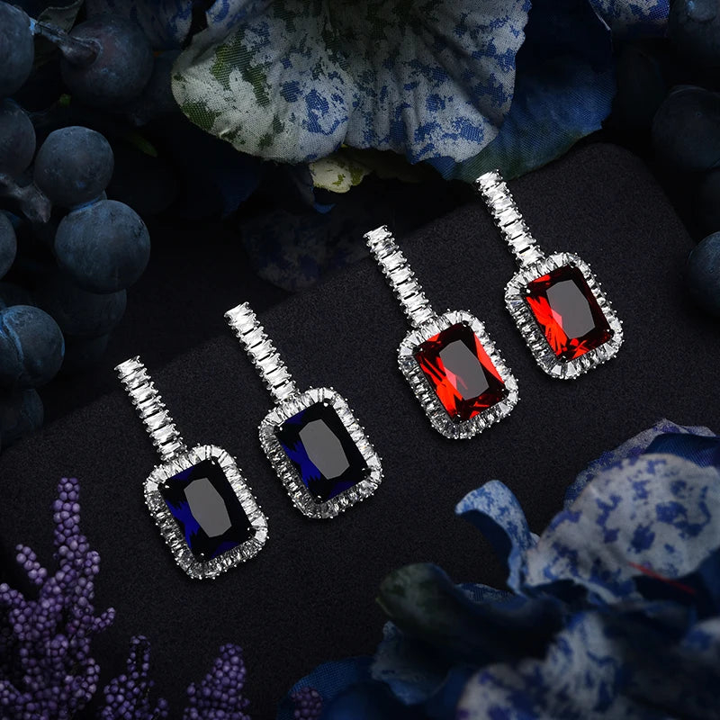 Jewelry Set  Vintage Wedding Party Jewelry Square Zircon Necklace Earring Bracelet and Ring Set BN7746 Conjunto De Joyas