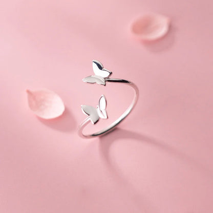 48-55Mm 925 Silver Ring Women Butterfly Minimalist Adjustable Silver Butterfly Rings for Women 925 Silver Fine Jewerly