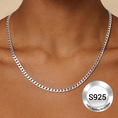 3Mm/5Mm Cuban Necklace Pure S925 Sterling Silver Chain for Women Sensitive Skin Hypoallergenic Birthday Graduation Gift for Female Mom Wife
