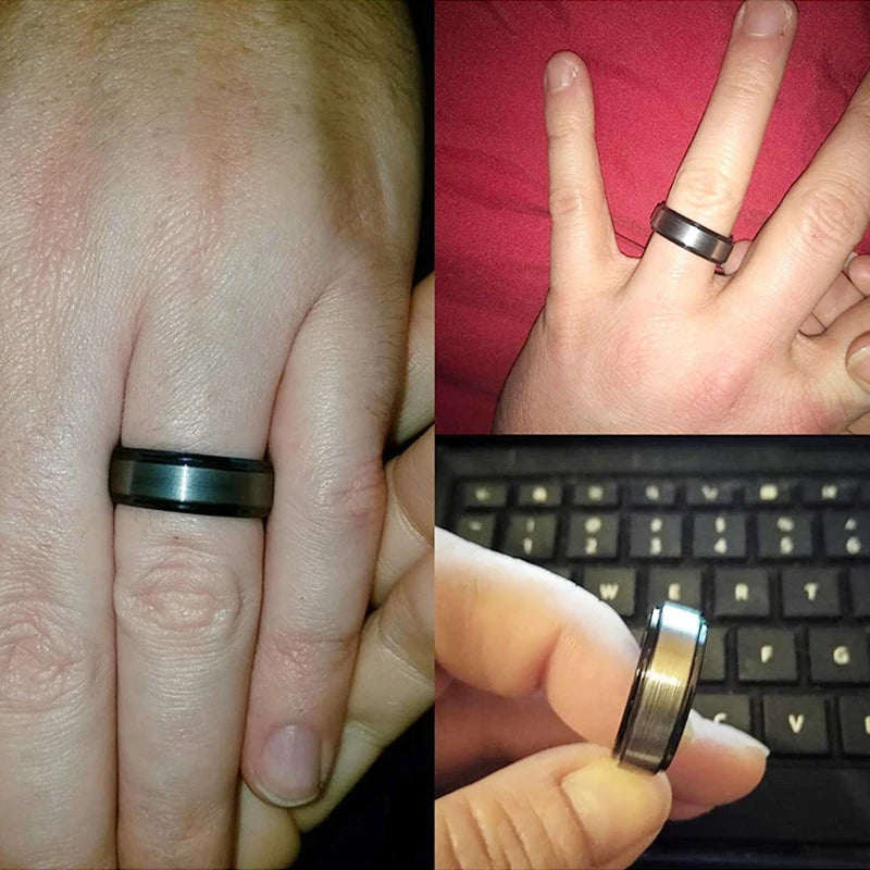 Tungsten Carbide Men Wedding Rings 8Mm Rose Gold/Blue/Black with Silver Brushed Color Joyas Para Hombre Bague Phalange
