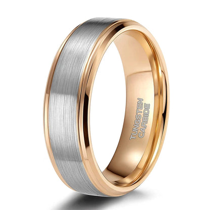 Tungsten Carbide Men Wedding Rings 8Mm Rose Gold/Blue/Black with Silver Brushed Color Joyas Para Hombre Bague Phalange