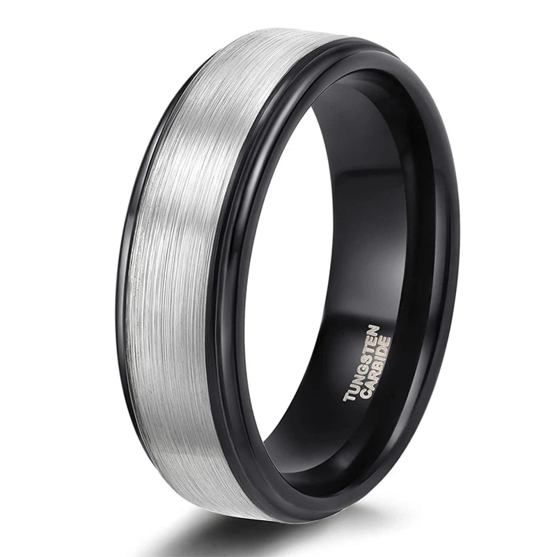 Tungsten Carbide Men Wedding Rings 8Mm Rose Gold/Blue/Black with Silver Brushed Color Joyas Para Hombre Bague Phalange