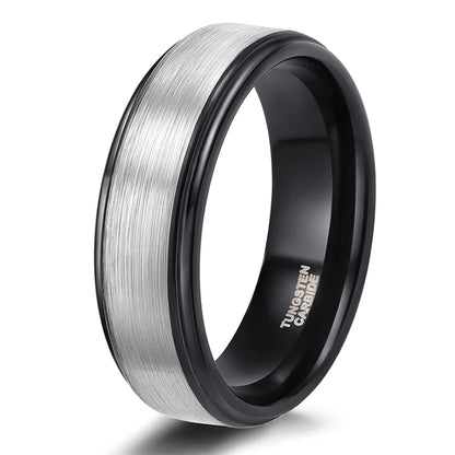 Tungsten Carbide Men Wedding Rings 8Mm Rose Gold/Blue/Black with Silver Brushed Color Joyas Para Hombre Bague Phalange