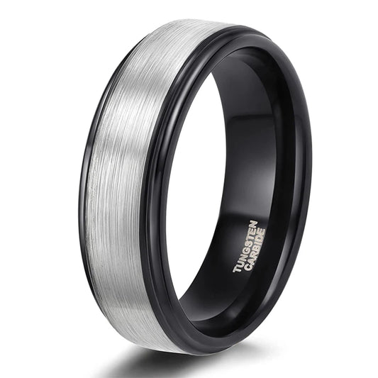 Tungsten Carbide Men Wedding Rings 8Mm Rose Gold/Blue/Black with Silver Brushed Color Joyas Para Hombre Bague Phalange